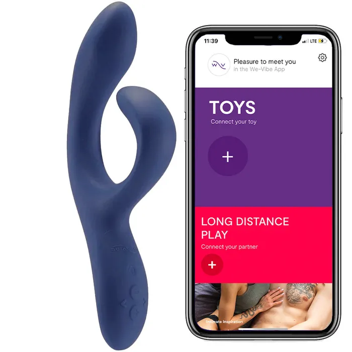 Vibrators WeVibe Nova 2 Rechargeable Flexible Silicone Rabbit Vibrator Midnight Blue Nalpac