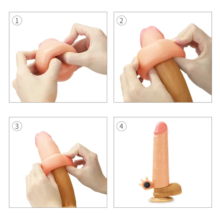 Male Sex Toys LoveToy Penis Sleeve Extender Add 2 Inch with Bullet Vibe