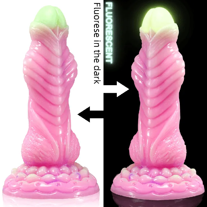 Fluorescent Silicone Monster Dildo Mixed Color Anal Plug with Strong Suction Cup propinkup Male Sex Toys
