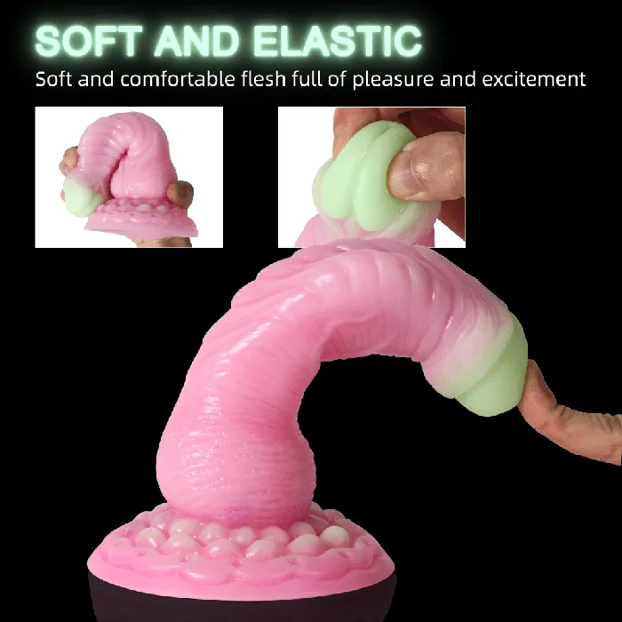 Fluorescent Silicone Monster Dildo Mixed Color Anal Plug with Strong Suction Cup propinkup Male Sex Toys