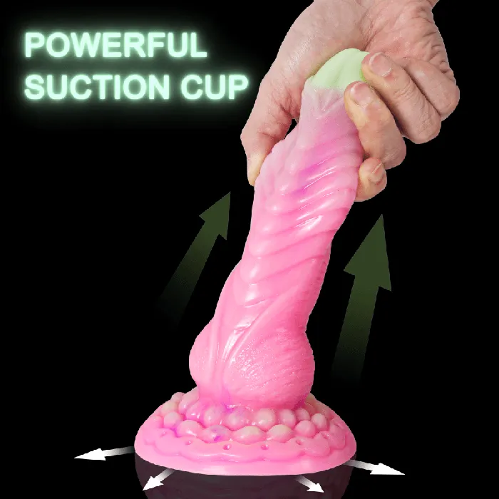Fluorescent Silicone Monster Dildo Mixed Color Anal Plug with Strong Suction Cup propinkup Male Sex Toys