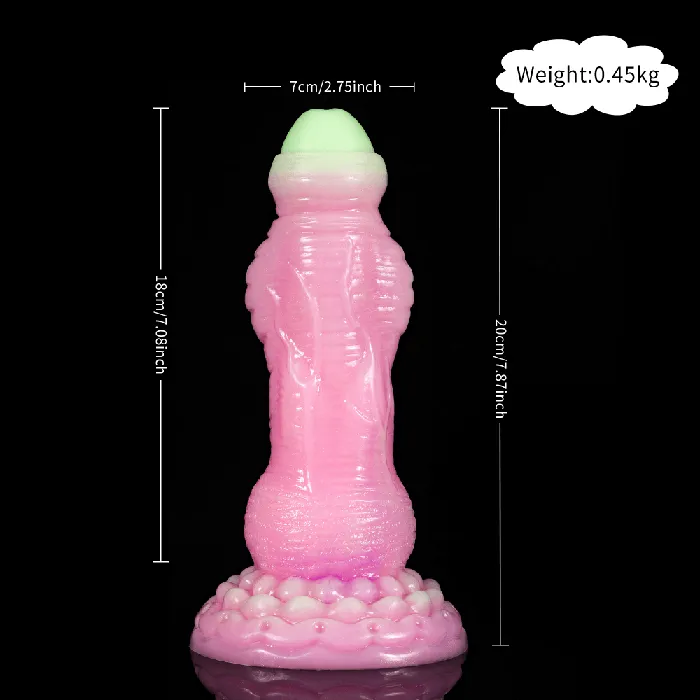 Fluorescent Silicone Monster Dildo Mixed Color Anal Plug with Strong Suction Cup propinkup Male Sex Toys