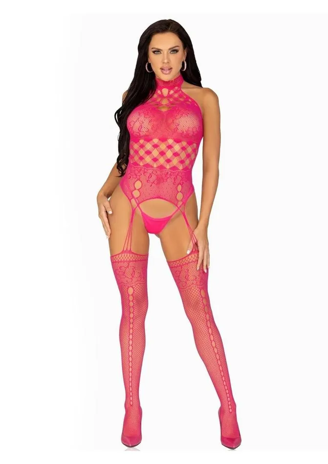 Bodystockings Playsuits Leg Avenue High Neck Halter Hardcore Net and Lace Suspender Bodystocking Leg Avenue Bodystockings Playsuits Leg Avenue High Neck Halter Hardcore Net and Lace Suspender Bodystocking Leg Avenue