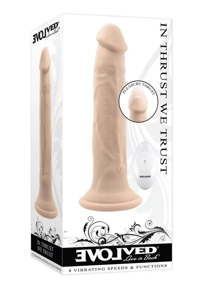 Evolved In Thrust We Trust Rechargeable Silicone Dildo with Remote Female Sex Toys